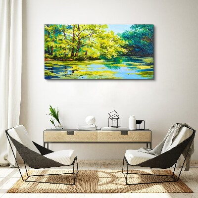 Summer scenery by the lake Print on canvas