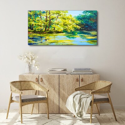 Summer scenery by the lake Print on canvas