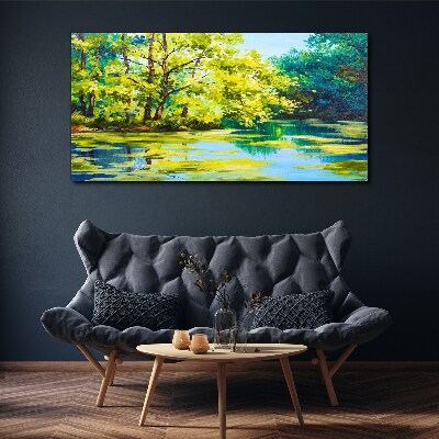 Summer scenery by the lake Print on canvas