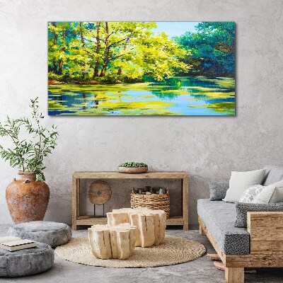 Summer scenery by the lake Print on canvas