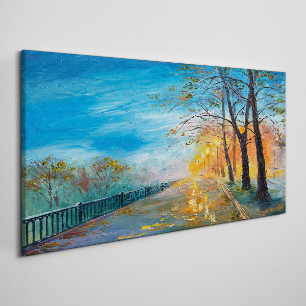 Autumn alley in the sunshine Canvas wall art