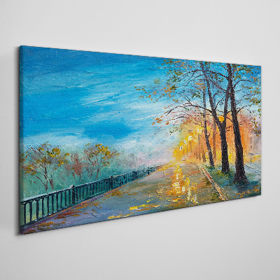 Autumn alley in the sunshine Canvas wall art