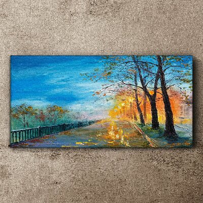 Autumn alley in the sunshine Canvas wall art