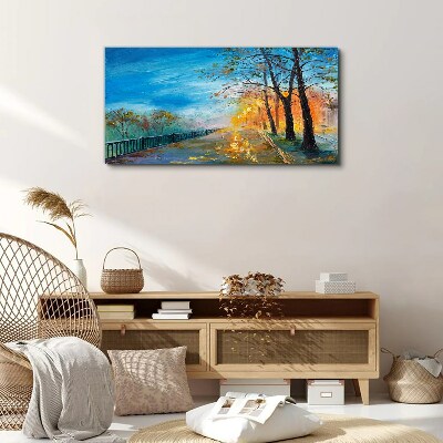 Autumn alley in the sunshine Canvas wall art