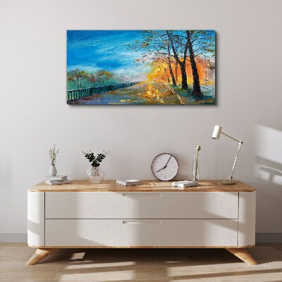 Autumn alley in the sunshine Canvas wall art