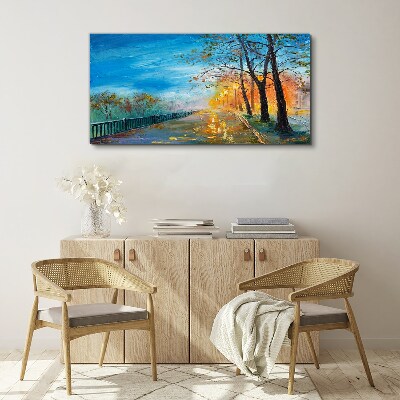 Autumn alley in the sunshine Canvas wall art