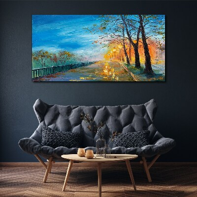 Autumn alley in the sunshine Canvas wall art