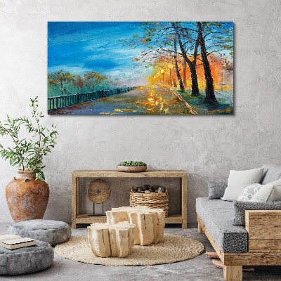 Autumn alley in the sunshine Canvas wall art