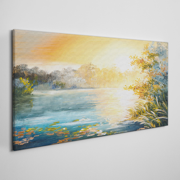 Morning calm by the river Print on canvas