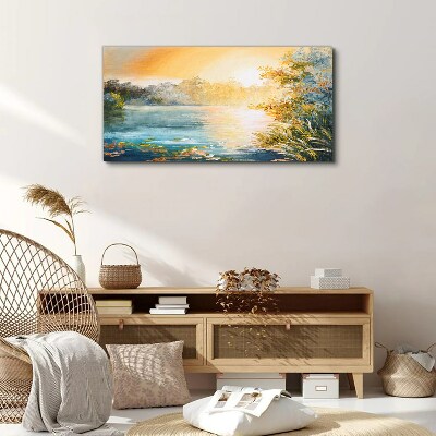Morning calm by the river Print on canvas