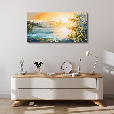 Morning calm by the river Print on canvas