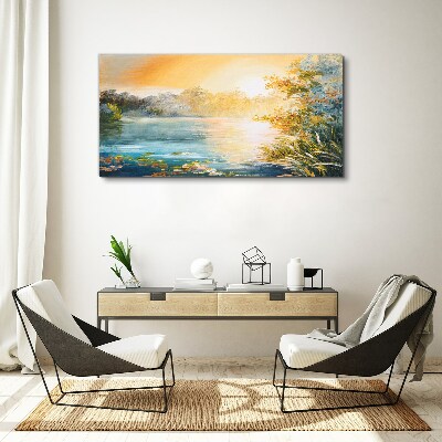 Morning calm by the river Print on canvas