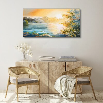 Morning calm by the river Print on canvas