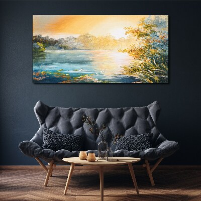 Morning calm by the river Print on canvas