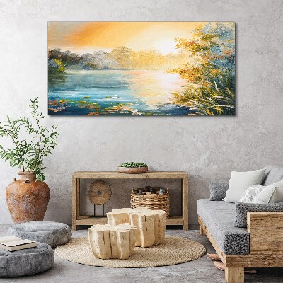 Morning calm by the river Print on canvas