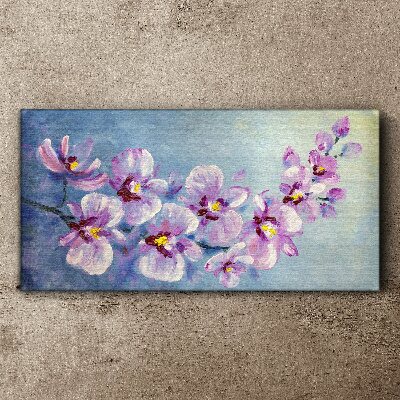 Floral orchids on blue background Print on canvas