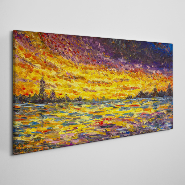 Golden hour at the lake Print on canvas