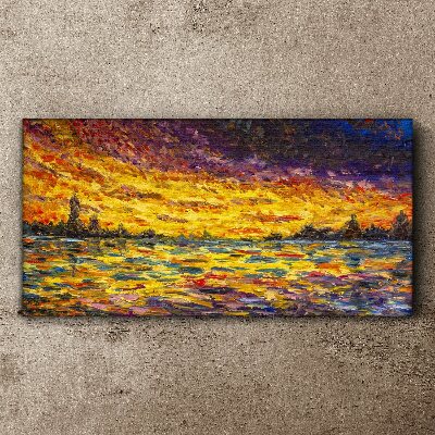 Golden hour at the lake Print on canvas