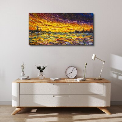Golden hour at the lake Print on canvas