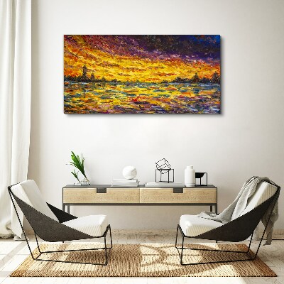 Golden hour at the lake Print on canvas