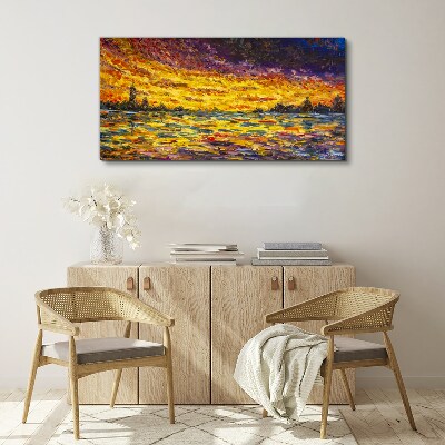Golden hour at the lake Print on canvas