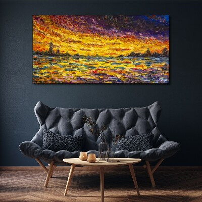 Golden hour at the lake Print on canvas
