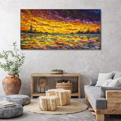 Golden hour at the lake Print on canvas