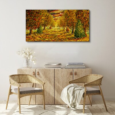 Painting nature autumn forest Canvas Wall art