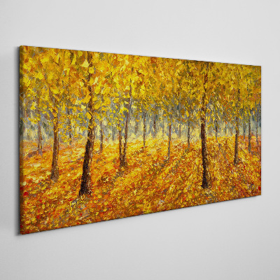 Golden forest in autumn aura Print on canvas