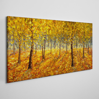 Painting nature autumn forest Canvas Wall art