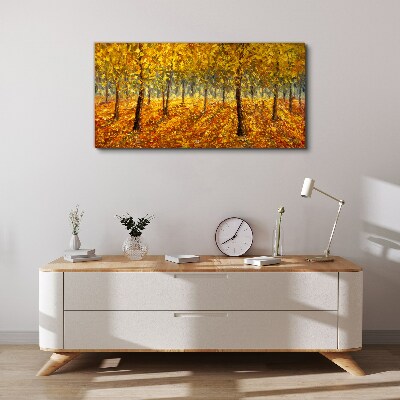 Golden forest in autumn aura Print on canvas