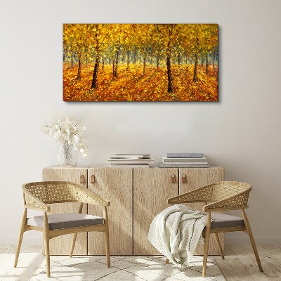 Golden forest in autumn aura Print on canvas
