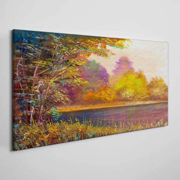Autumn colors by the lake Print on canvas
