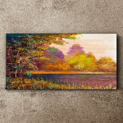 Autumn colors by the lake Print on canvas