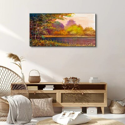 Autumn colors by the lake Print on canvas