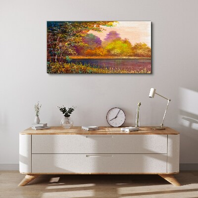 Autumn colors by the lake Print on canvas