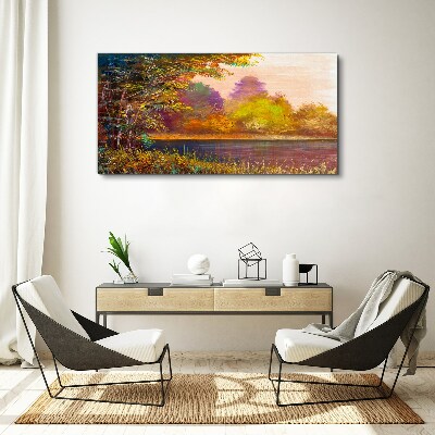 Autumn colors by the lake Print on canvas