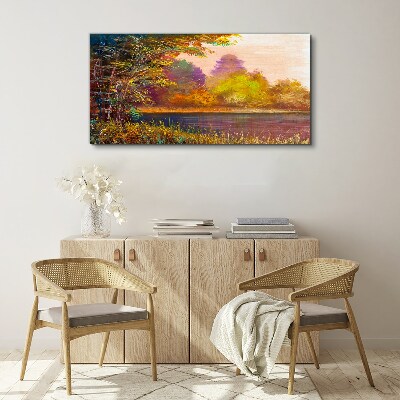 Autumn colors by the lake Print on canvas