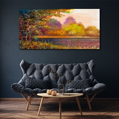 Autumn colors by the lake Print on canvas