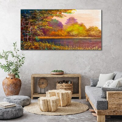 Autumn colors by the lake Print on canvas