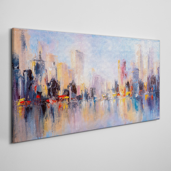 The city in the glow of sunset Canvas wall art