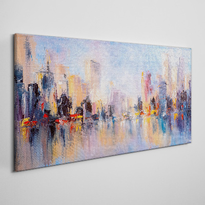 The city in the glow of sunset Canvas wall art