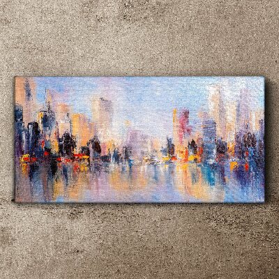The city in the glow of sunset Canvas wall art