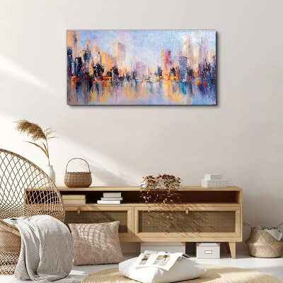 The city in the glow of sunset Canvas wall art