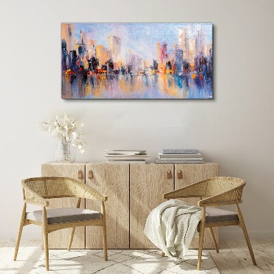 The city in the glow of sunset Canvas wall art