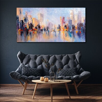 Painting abstraction city Canvas Wall art