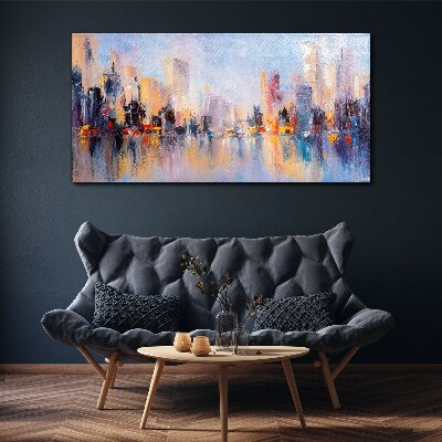The city in the glow of sunset Canvas wall art