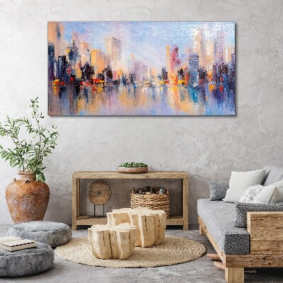 The city in the glow of sunset Canvas wall art