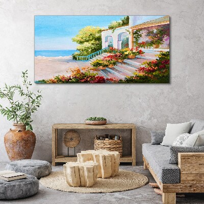 Nature flowers sea Canvas Wall art