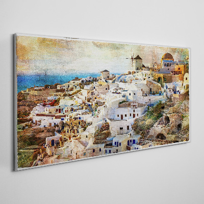 Santorini in the Sun Print on canvas
